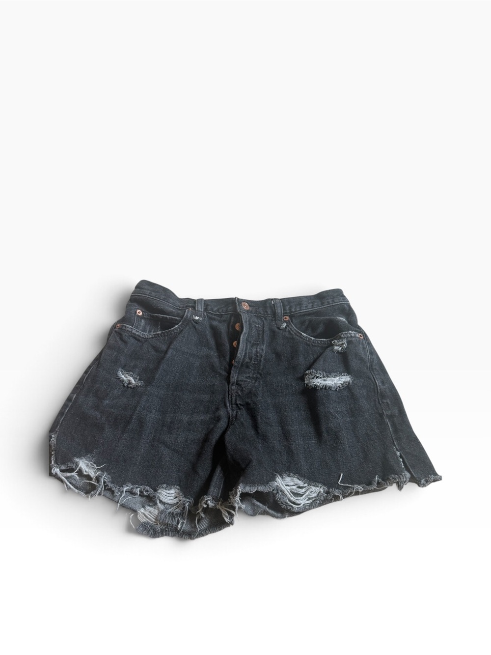 Free People We The Free Loving Good Vibrations Black Cutoff Denim Shorts 28